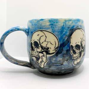 Blue Watercolor Skull